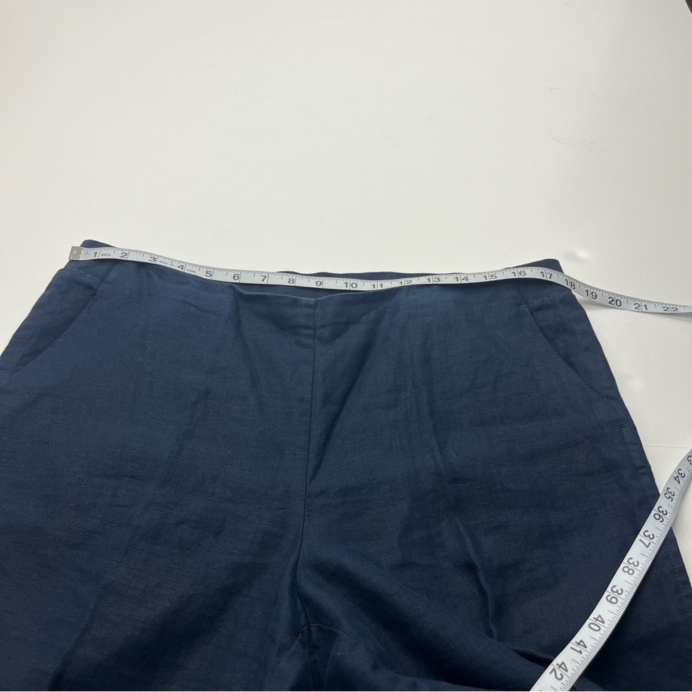 J. Jill Love‎ Linen Cropped Pants Womens Large Petite Navy Blue Pull On Pockets - Picture 5 of 13
